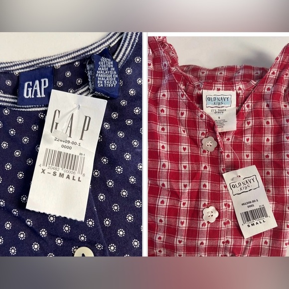 *Lot of 2 NWT Gap Old Navy Girls Floral Dress Blue - Old Navy Red White Hearts - Picture 3 of 3